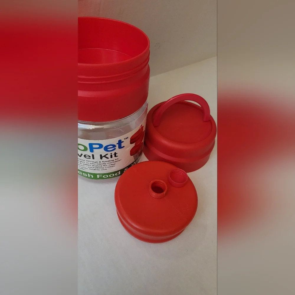 Go Pet Travel food and water Bowl Bowls Kit container Red Clear